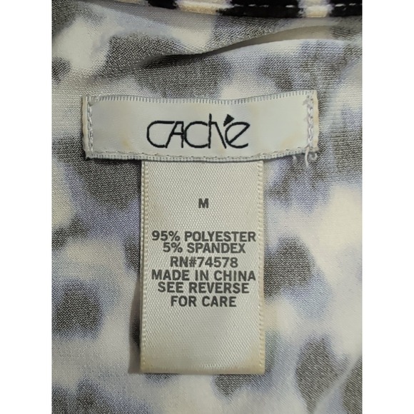 Cache Button Front Blouse Womens M Leopard Print Stretch Y2K Indie Office Casual - Picture 6 of 14